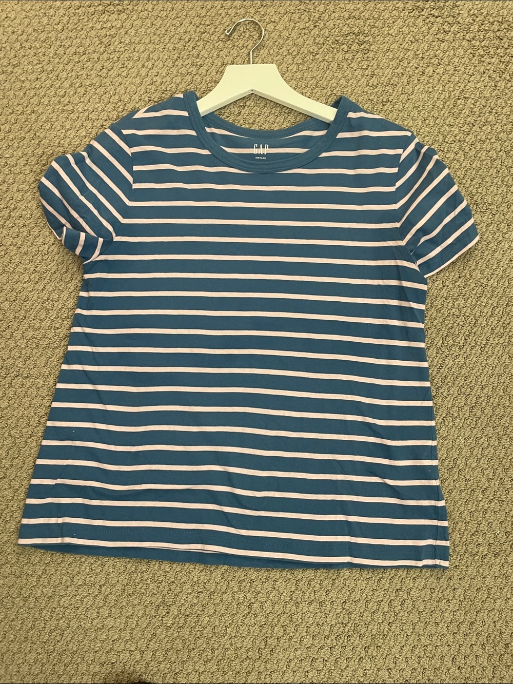 GAP Blue and White Striped Short Sleeve Tee
